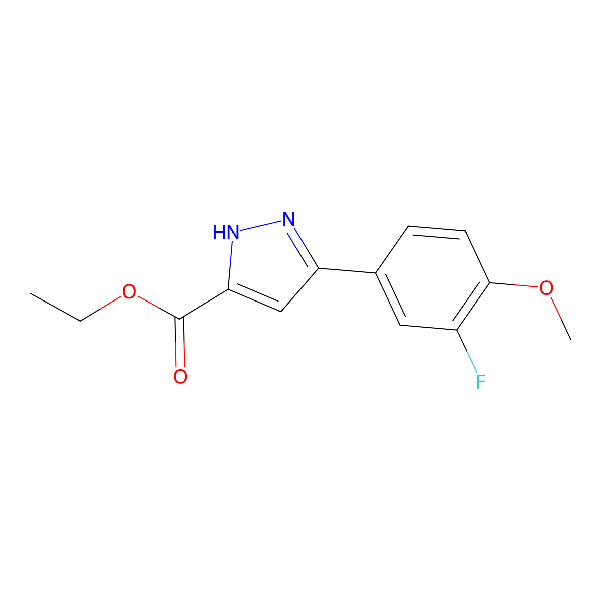 Ethyl 5-(3-fluoro-4-methoxyphenyl)-1H-pyrazole-3-carboxylate molecular structure, CAS 1326810-54-1