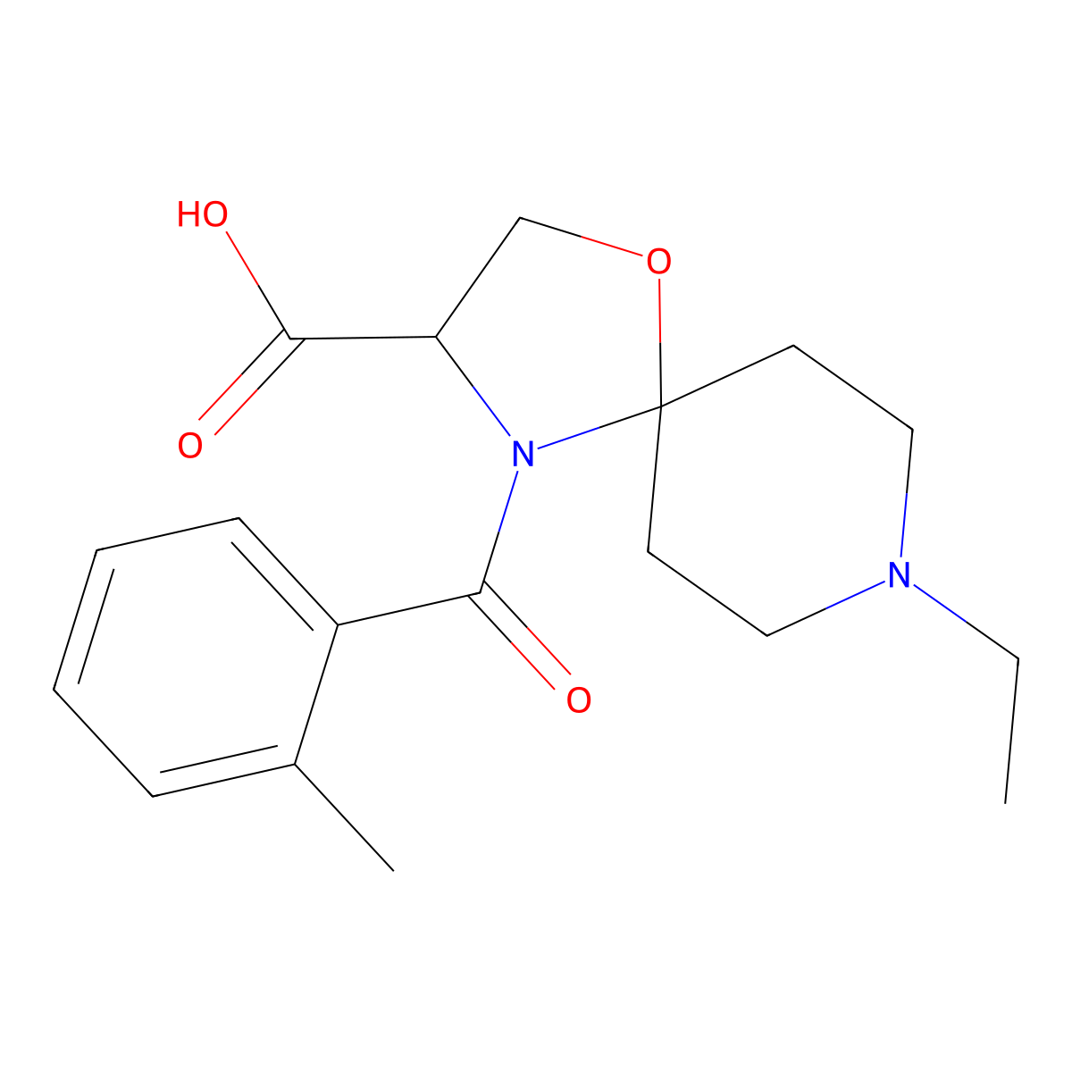 8-Ethyl-4-(2-methylbenzoyl)-1-oxa-4,8-diazaspiro[4.5]decane-3-carboxylic acid molecular structure, CAS 1326810-55-2