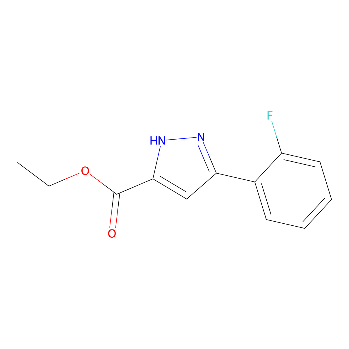 Ethyl 3-(2-fluorophenyl)-1H-pyrazole-5-carboxylate molecular structure, CAS 1326810-58-5