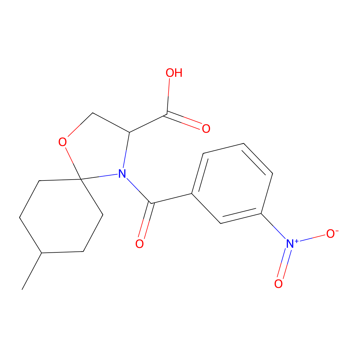 8-Methyl-4-(3-nitrobenzoyl)-1-oxa-4-azaspiro[4.5]decane-3-carboxylic acid molecular structure, CAS 1326810-60-9