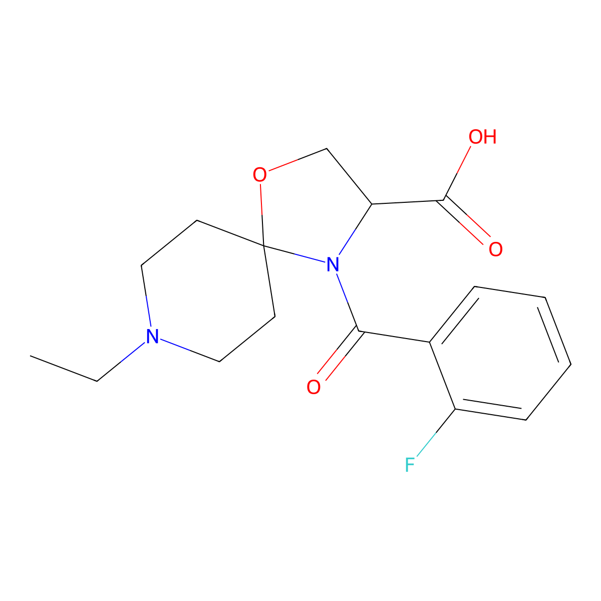 8-Ethyl-4-(2-fluorobenzoyl)-1-oxa-4,8-diazaspiro[4.5]decane-3-carboxylic acid molecular structure, CAS 1326810-65-4