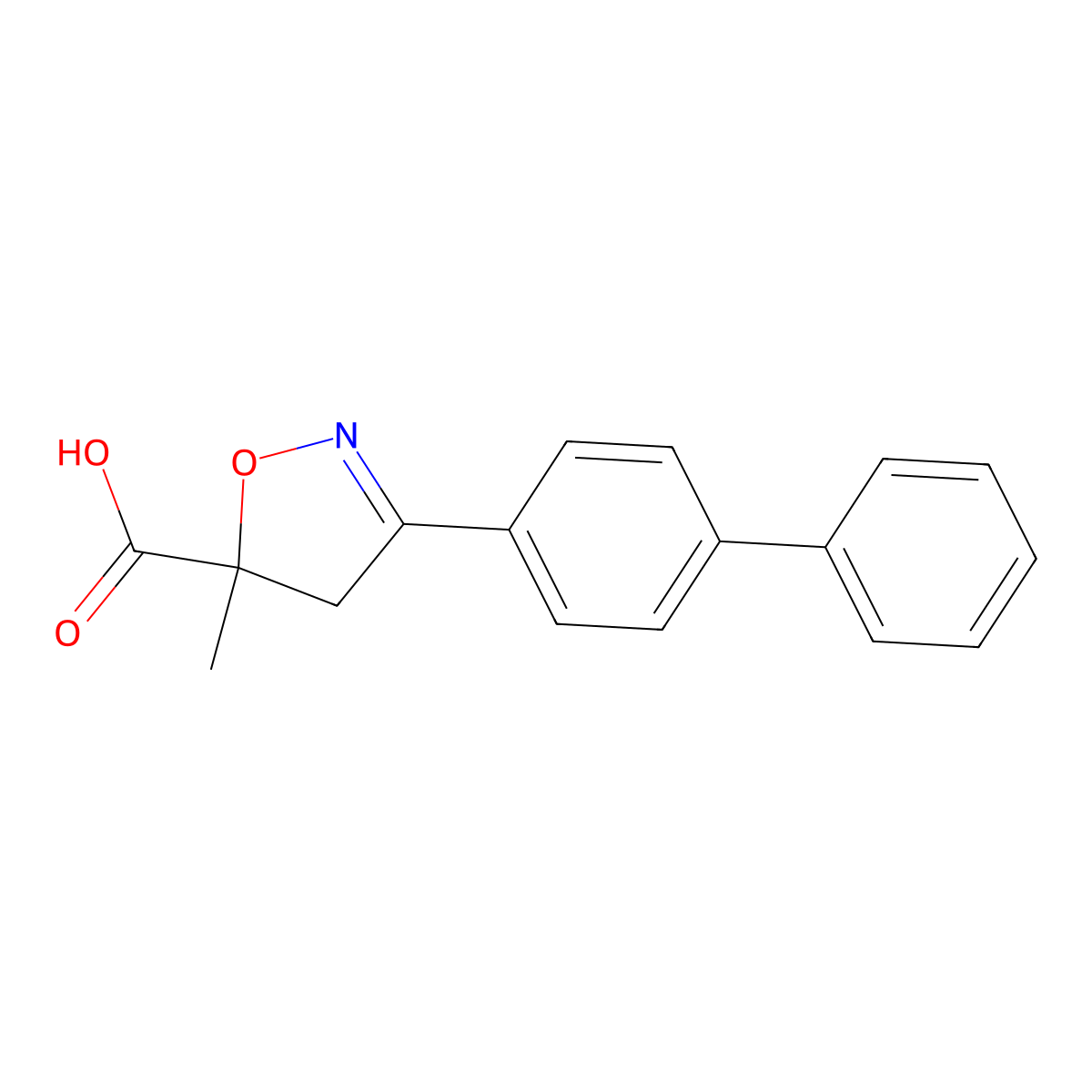 3-{[1,1'-Biphenyl]-4-yl}-5-methyl-4,5-dihydro-1,2-oxazole-5-carboxylic acid molecular structure, CAS 1326810-67-6