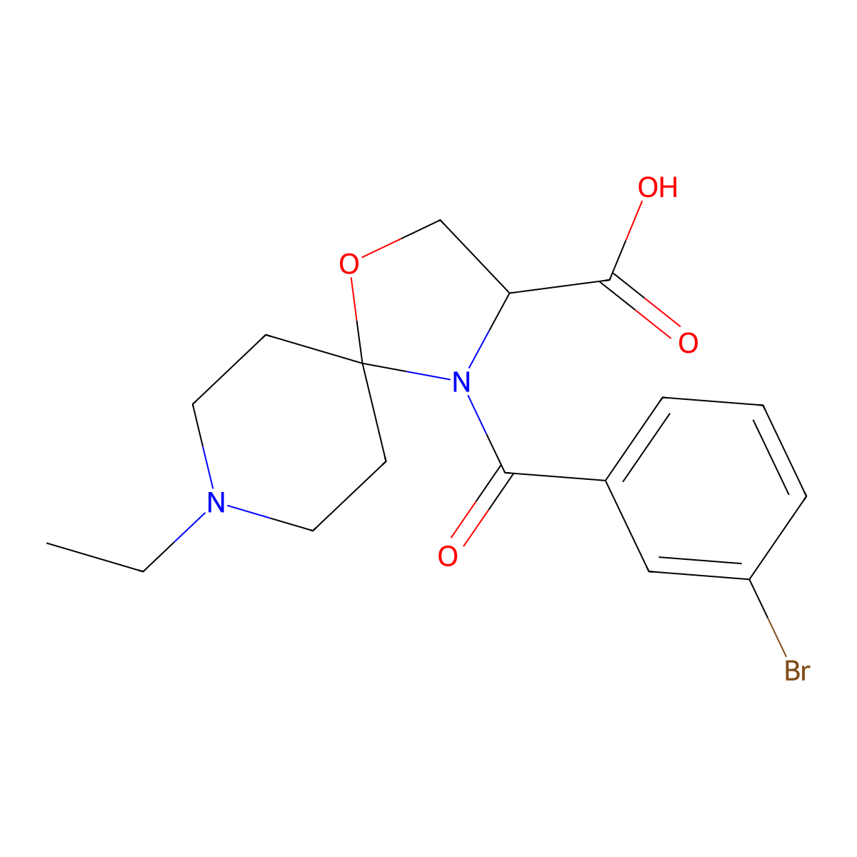 4-(3-Bromobenzoyl)-8-ethyl-1-oxa-4,8-diazaspiro[4.5]decane-3-carboxylic acid molecular structure, CAS 1326810-69-8