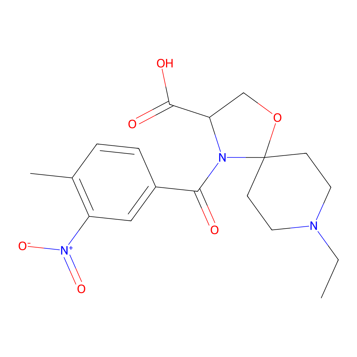 8-Ethyl-4-(4-methyl-3-nitrobenzoyl)-1-oxa-4,8-diazaspiro[4.5]decane-3-carboxylic acid molecular structure, CAS 1326810-76-7