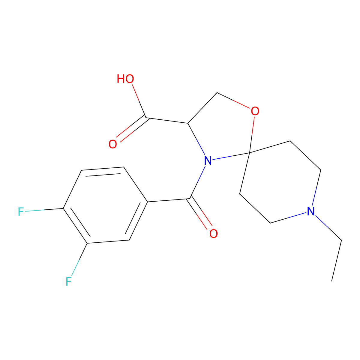 4-(3,4-Difluorobenzoyl)-8-ethyl-1-oxa-4,8-diazaspiro[4.5]decane-3-carboxylic acid molecular structure, CAS 1326810-88-1