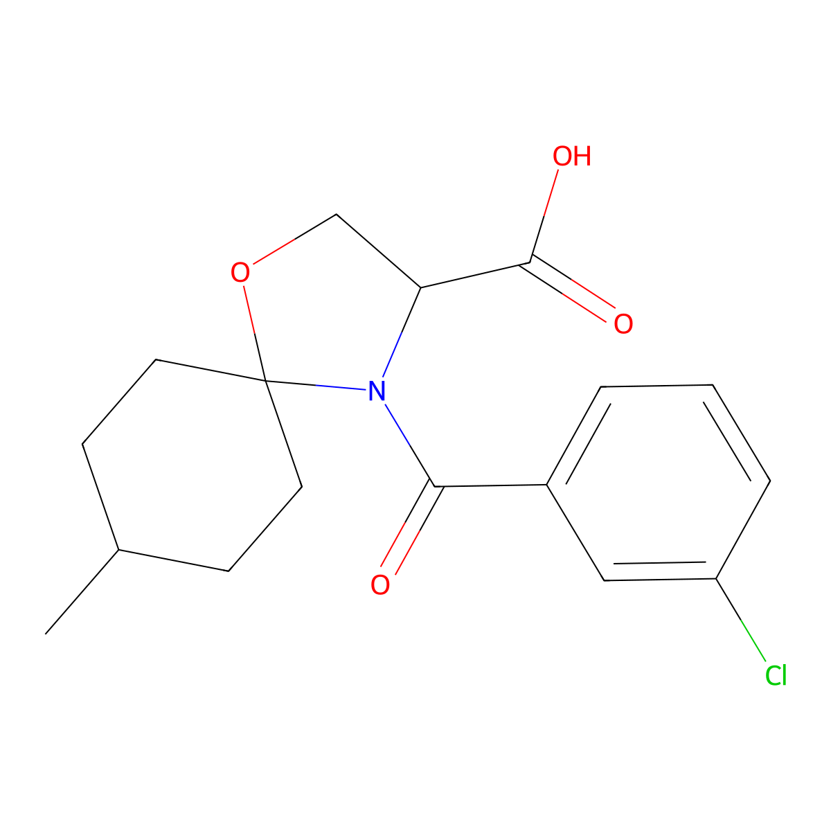 4-(3-Chlorobenzoyl)-8-methyl-1-oxa-4-azaspiro[4.5]decane-3-carboxylic acid molecular structure, CAS 1326810-90-5