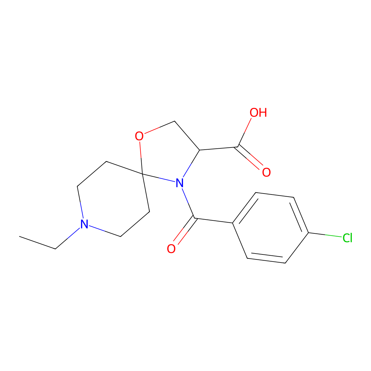 4-(4-Chlorobenzoyl)-8-ethyl-1-oxa-4,8-diazaspiro[4.5]decane-3-carboxylic acid molecular structure, CAS 1326810-91-6