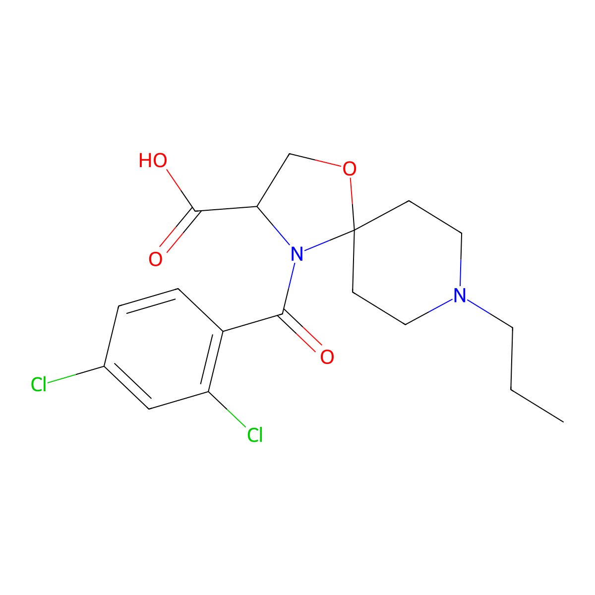 4-(2,4-Dichlorobenzoyl)-8-propyl-1-oxa-4,8-diazaspiro[4.5]decane-3-carboxylic acid molecular structure, CAS 1326810-95-0