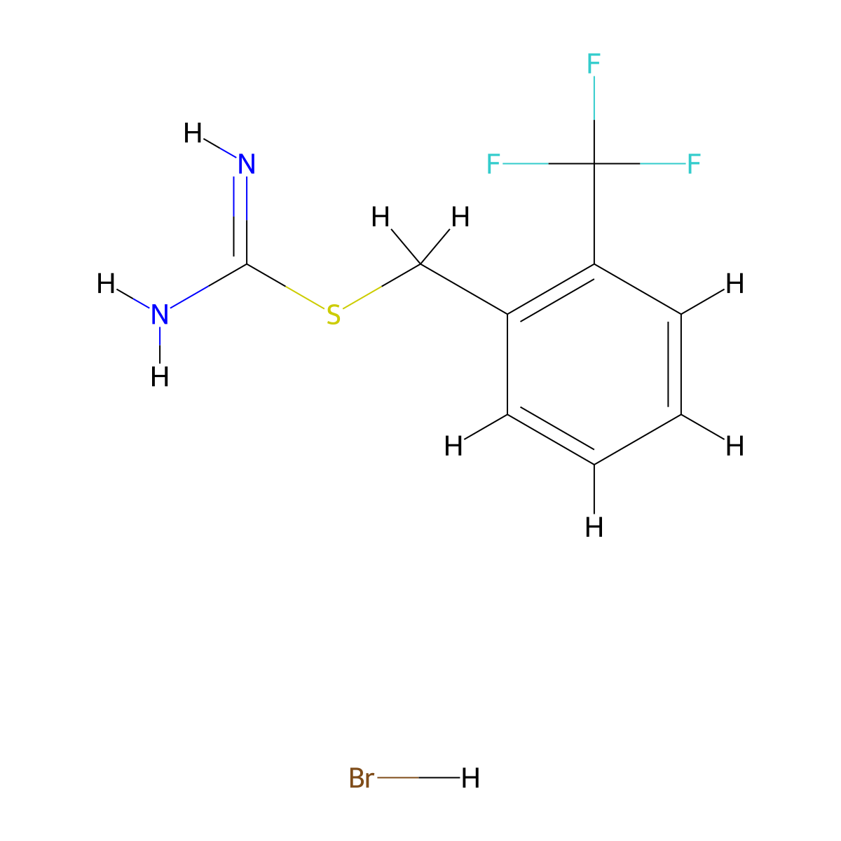 ({[2-(Trifluoromethyl)phenyl]methyl}sulfanyl)methanimidamide hydrobromide molecular structure, CAS 1326811-06-6