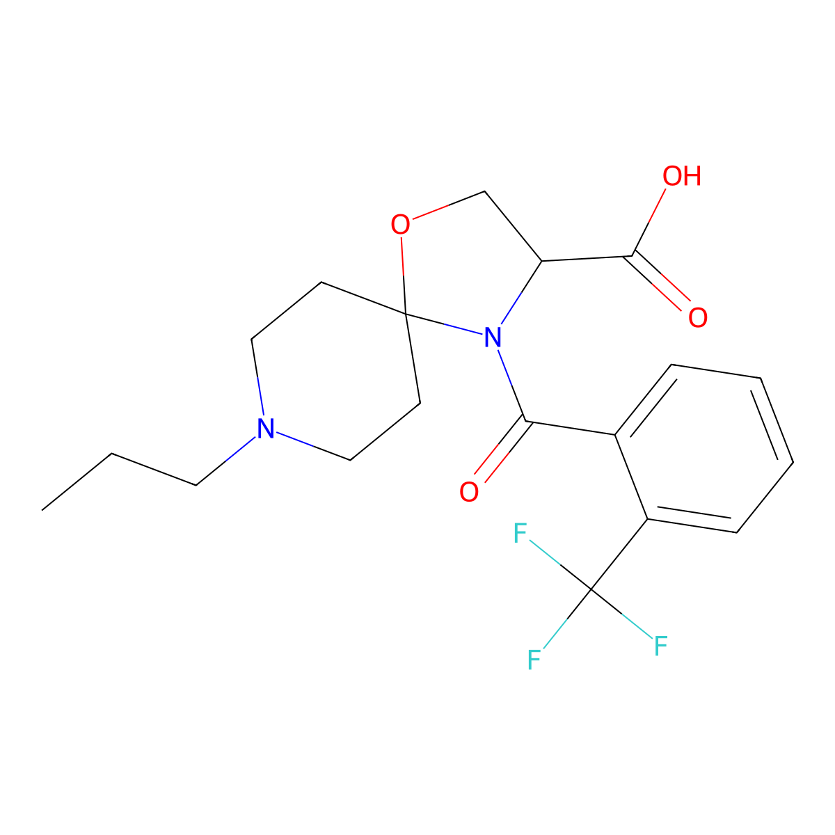 8-Propyl-4-[2-(trifluoromethyl)benzoyl]-1-oxa-4,8-diazaspiro[4.5]decane-3-carboxylic acid molecular structure, CAS 1326811-12-4