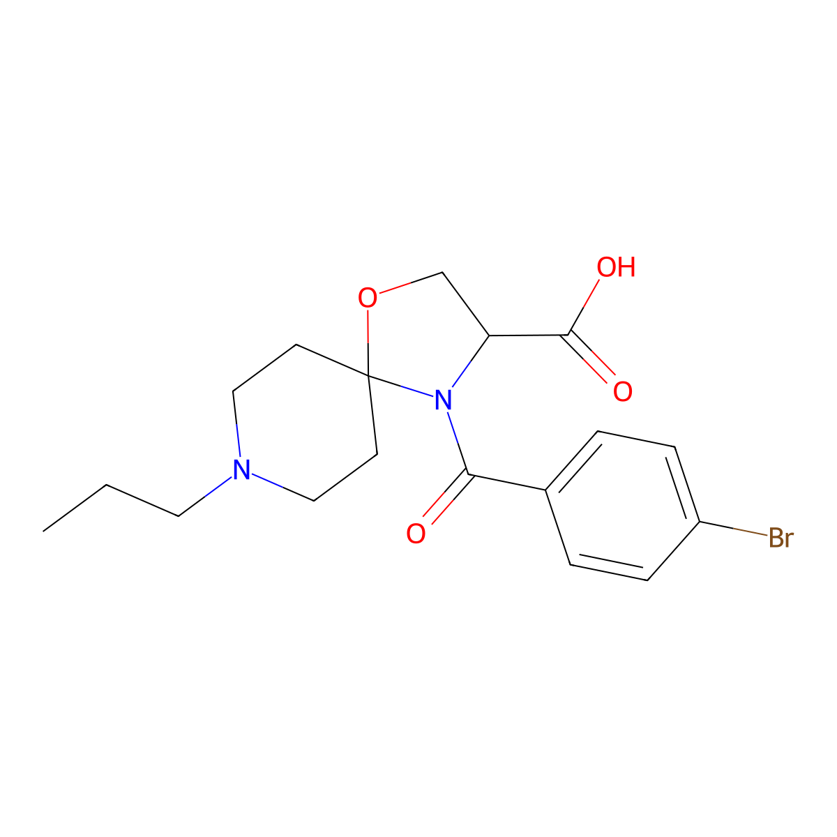 4-(4-Bromobenzoyl)-8-propyl-1-oxa-4,8-diazaspiro[4.5]decane-3-carboxylic acid molecular structure, CAS 1326811-13-5