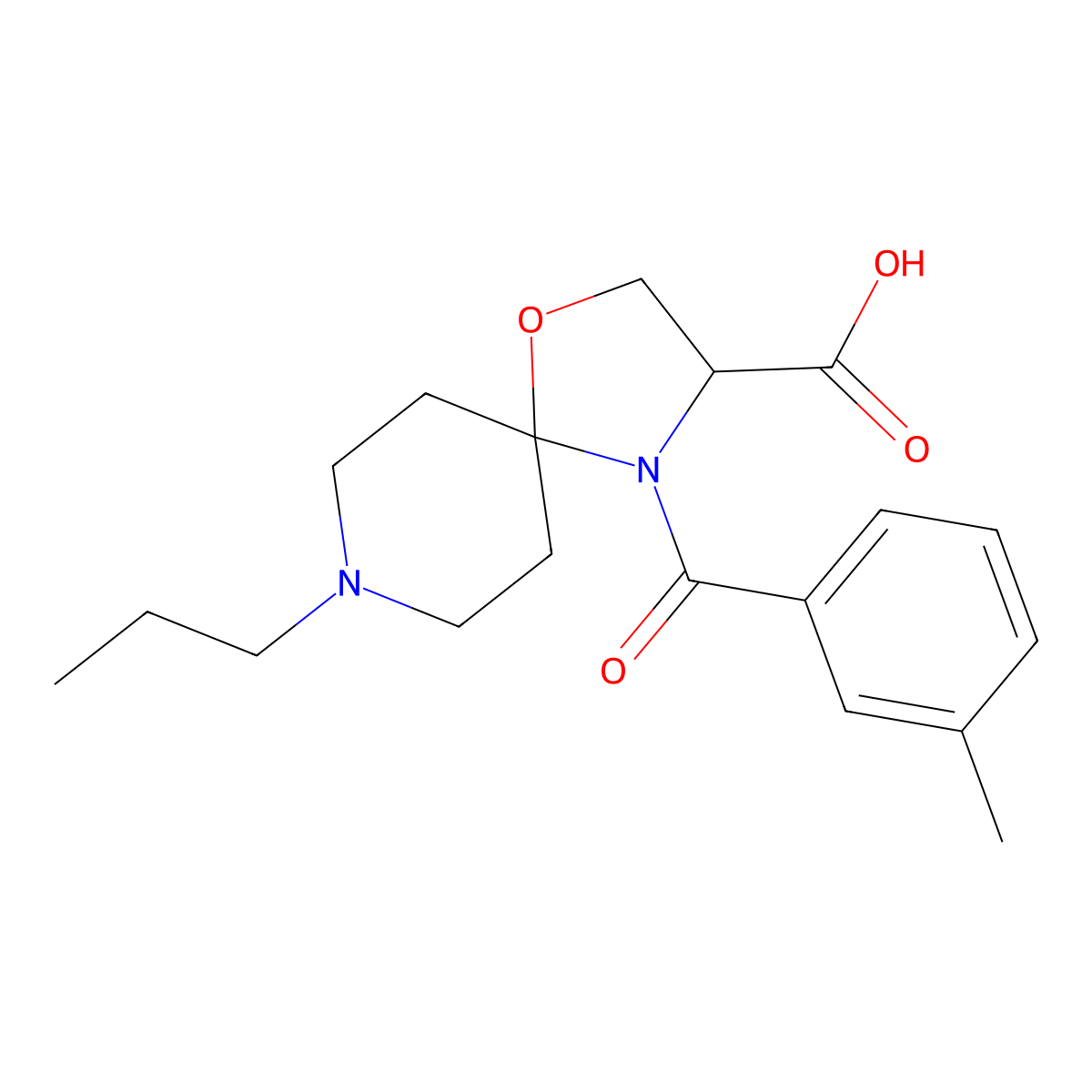 4-(3-Methylbenzoyl)-8-propyl-1-oxa-4,8-diazaspiro[4.5]decane-3-carboxylic acid molecular structure, CAS 1326811-17-9