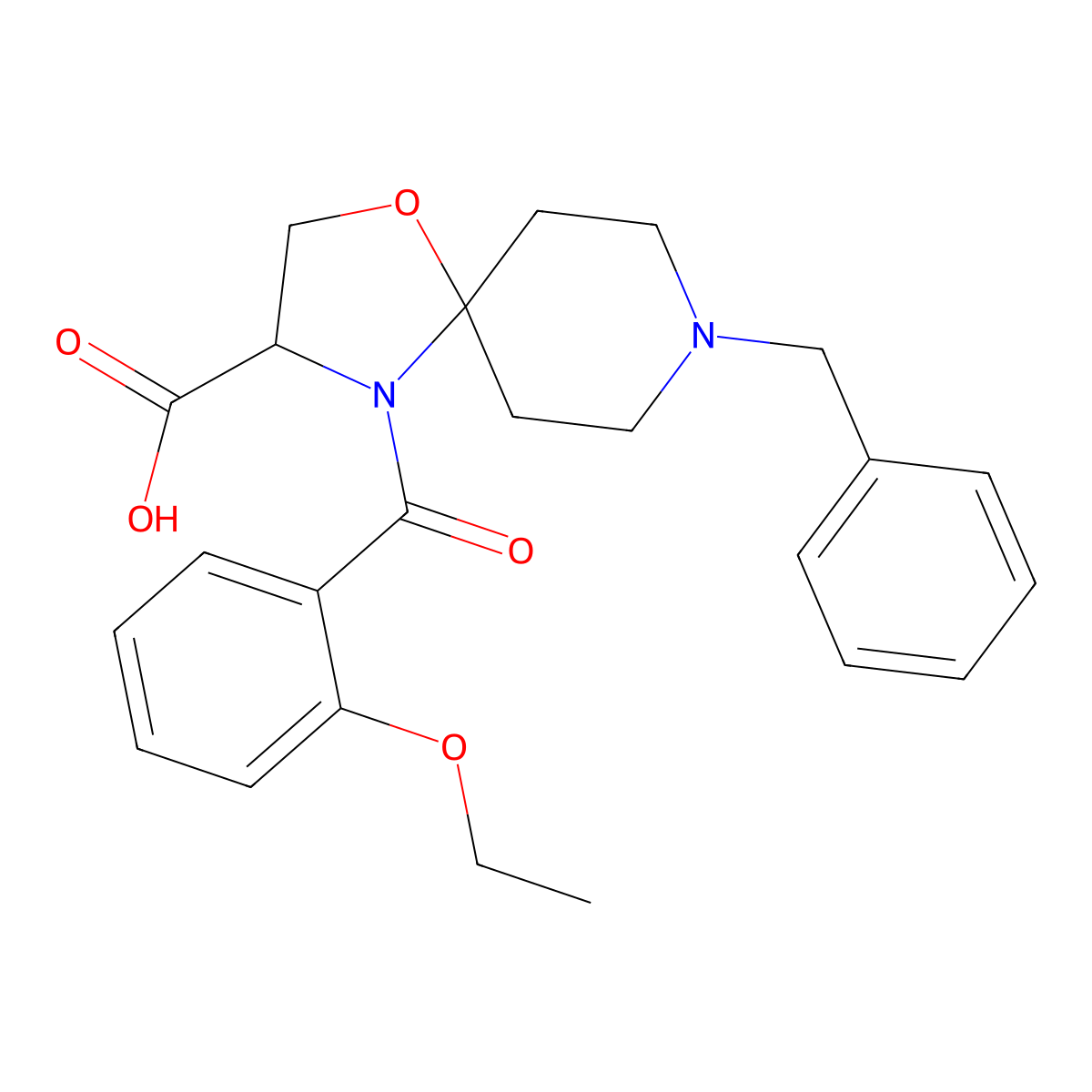 8-Benzyl-4-(2-ethoxybenzoyl)-1-oxa-4,8-diazaspiro[4.5]decane-3-carboxylic acid molecular structure, CAS 1326811-20-4