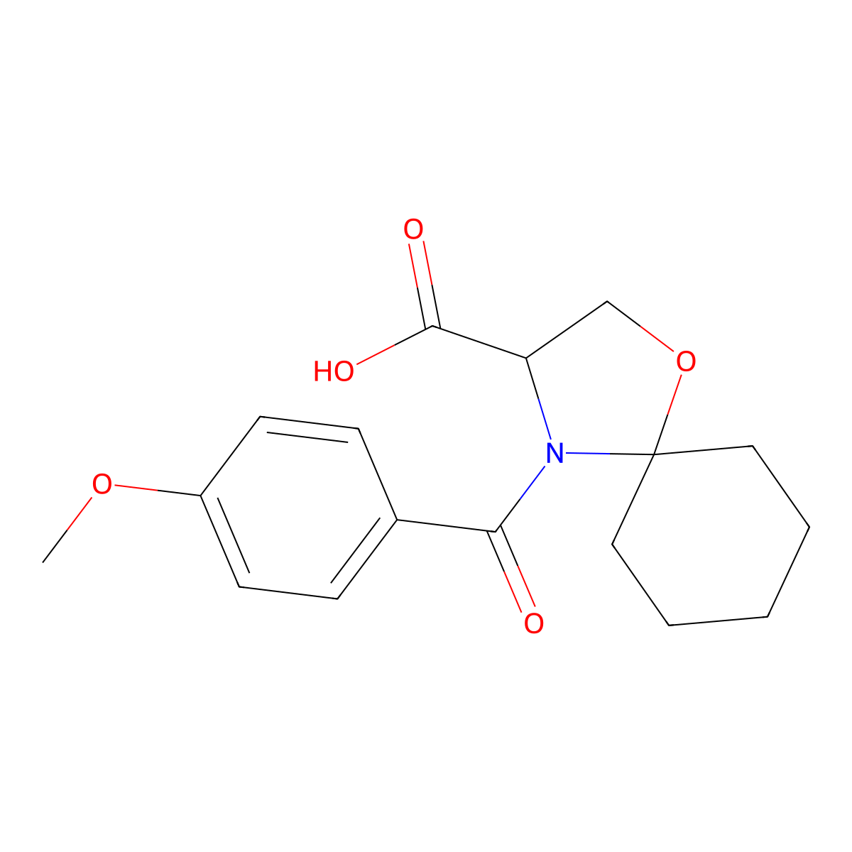 4-(4-Methoxybenzoyl)-1-oxa-4-azaspiro[4.5]decane-3-carboxylic acid molecular structure, CAS 1326811-23-7