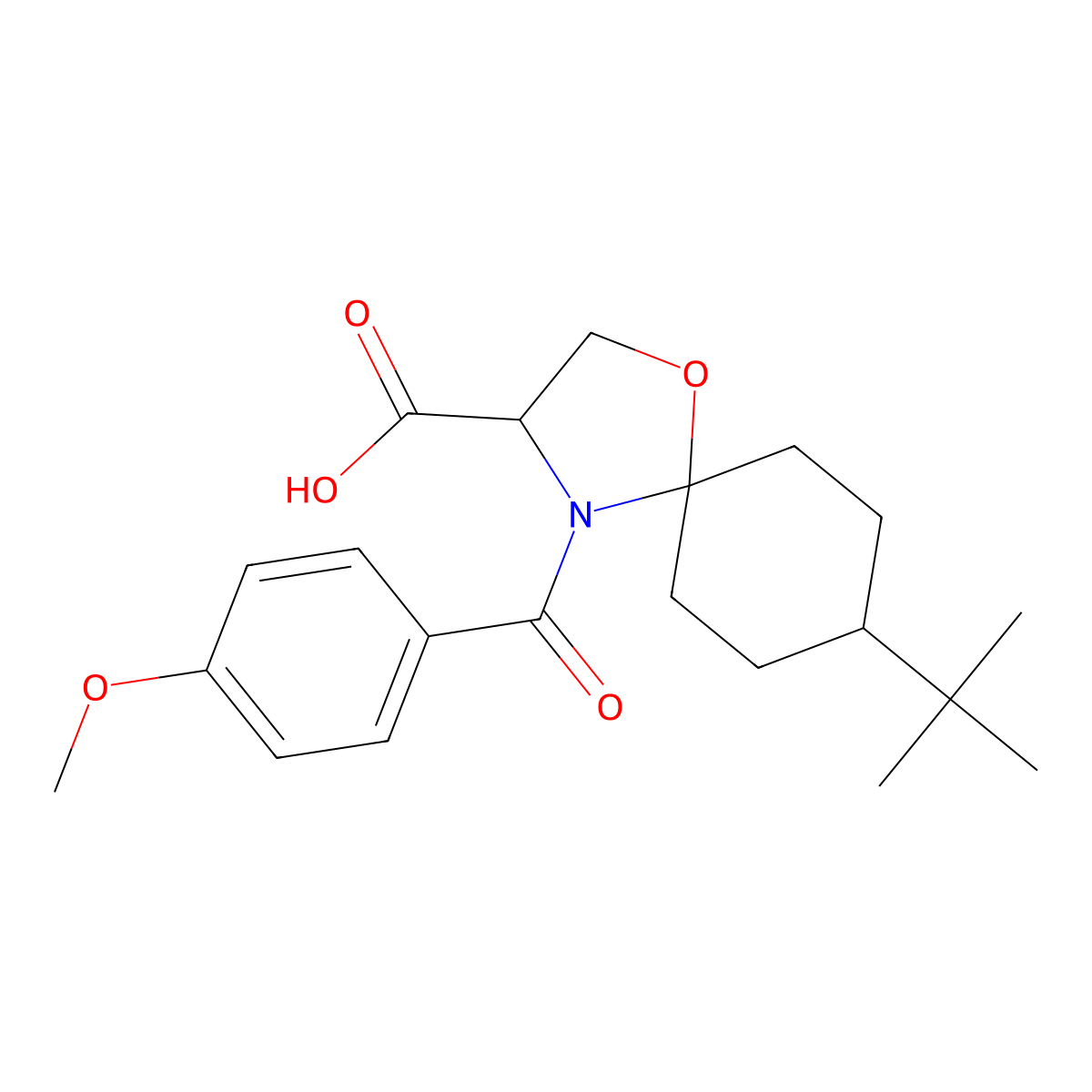 8-tert-Butyl-4-(4-methoxybenzoyl)-1-oxa-4-azaspiro[4.5]decane-3-carboxylic acid molecular structure, CAS 1326811-25-9