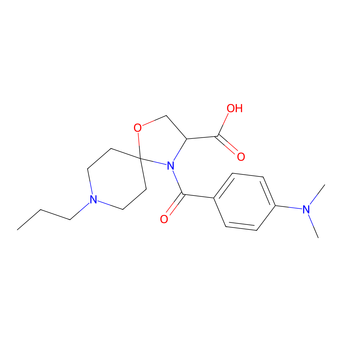 4-[4-(Dimethylamino)benzoyl]-8-propyl-1-oxa-4,8-diazaspiro[4.5]decane-3-carboxylic acid molecular structure, CAS 1326811-26-0