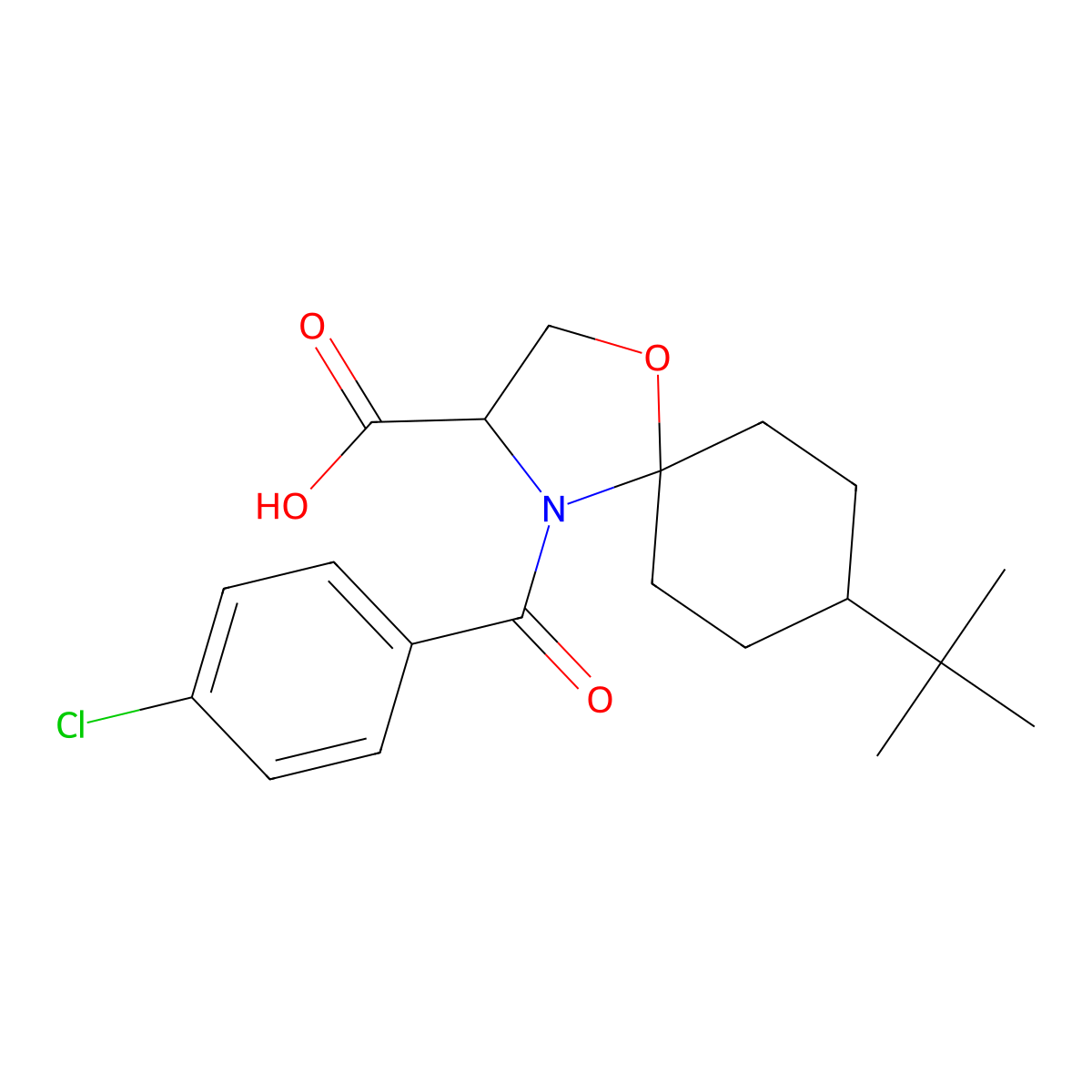 8-tert-Butyl-4-(4-chlorobenzoyl)-1-oxa-4-azaspiro[4.5]decane-3-carboxylic acid molecular structure, CAS 1326811-28-2