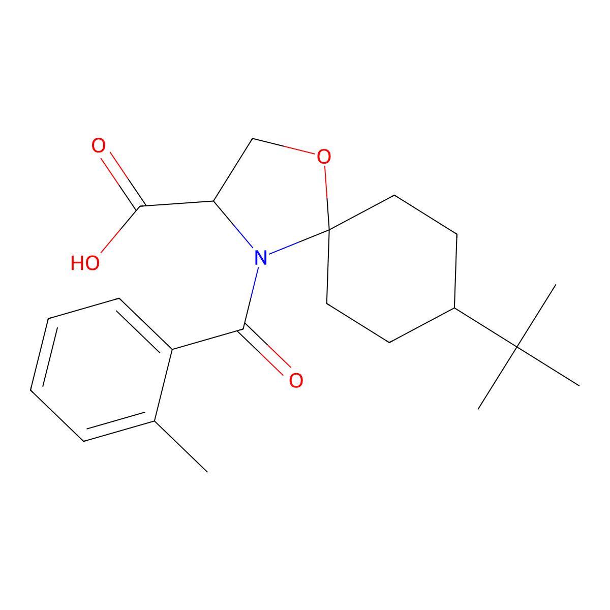 8-tert-Butyl-4-(2-methylbenzoyl)-1-oxa-4-azaspiro[4.5]decane-3-carboxylic acid molecular structure, CAS 1326811-30-6