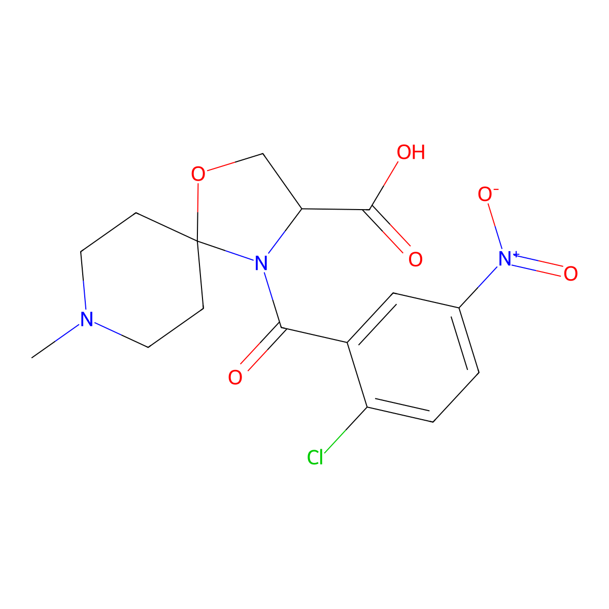 4-(2-Chloro-5-nitrobenzoyl)-8-methyl-1-oxa-4,8-diazaspiro[4.5]decane-3-carboxylic acid molecular structure, CAS 1326811-31-7