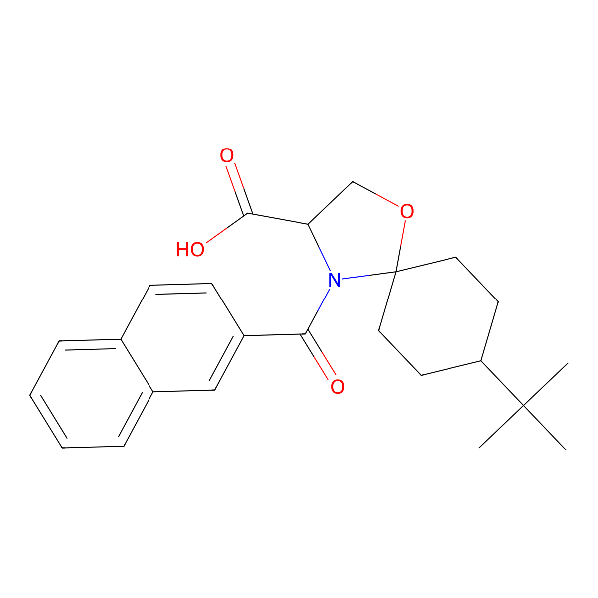 8-tert-Butyl-4-(naphthalene-2-carbonyl)-1-oxa-4-azaspiro[4.5]decane-3-carboxylic acid molecular structure, CAS 1326811-37-3