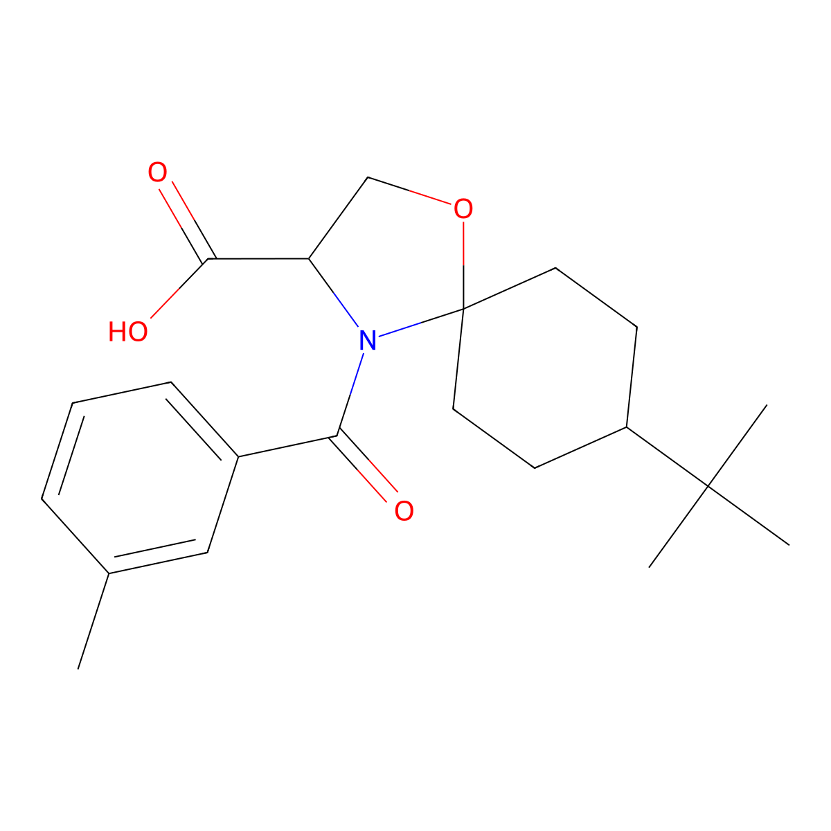 8-tert-Butyl-4-(3-methylbenzoyl)-1-oxa-4-azaspiro[4.5]decane-3-carboxylic acid molecular structure, CAS 1326811-40-8