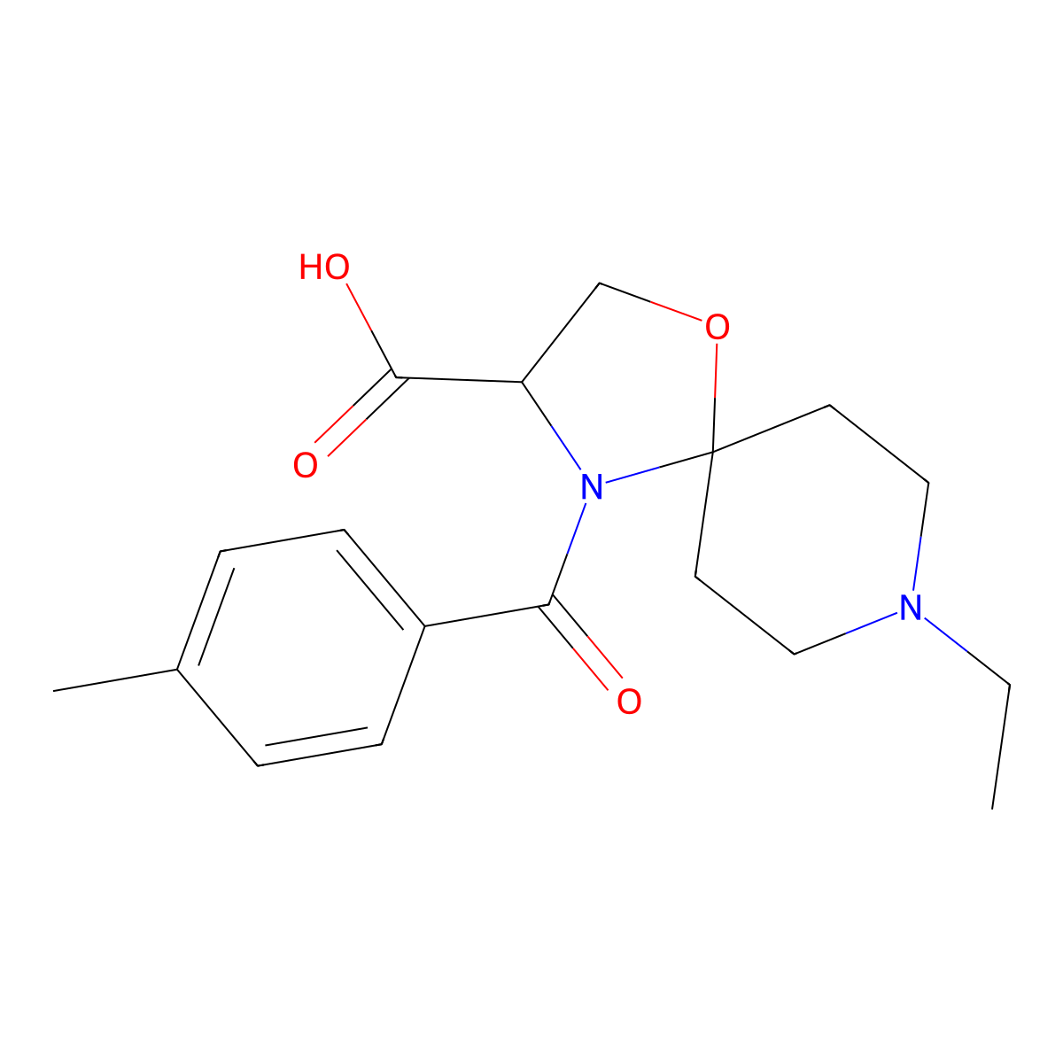 8-Ethyl-4-(4-methylbenzoyl)-1-oxa-4,8-diazaspiro[4.5]decane-3-carboxylic acid molecular structure, CAS 1326811-41-9