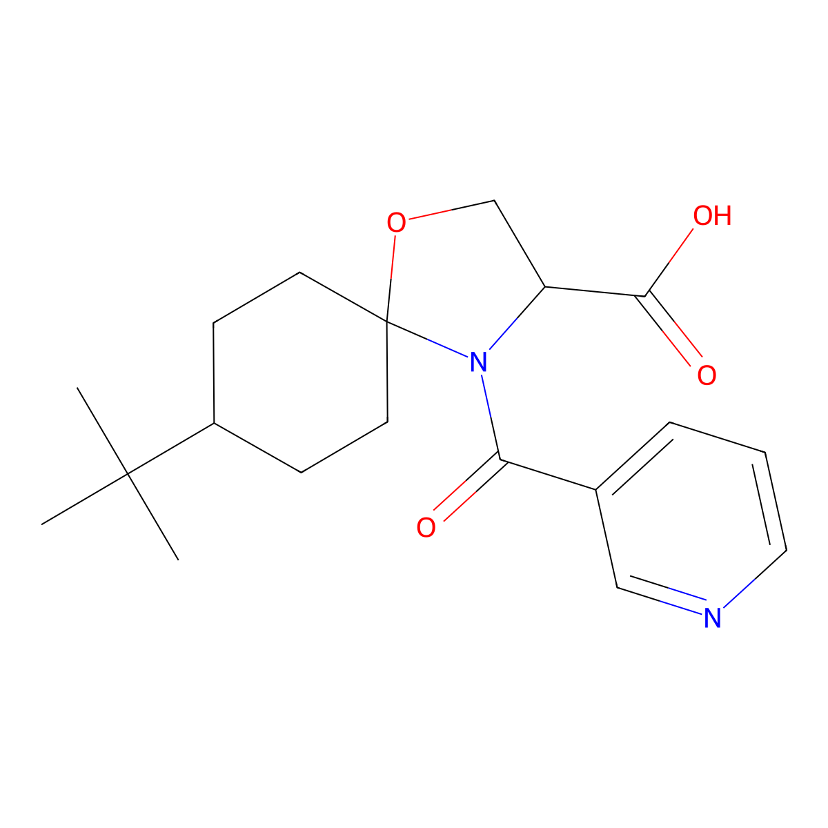 8-tert-Butyl-4-(pyridine-3-carbonyl)-1-oxa-4-azaspiro[4.5]decane-3-carboxylic acid molecular structure, CAS 1326811-44-2