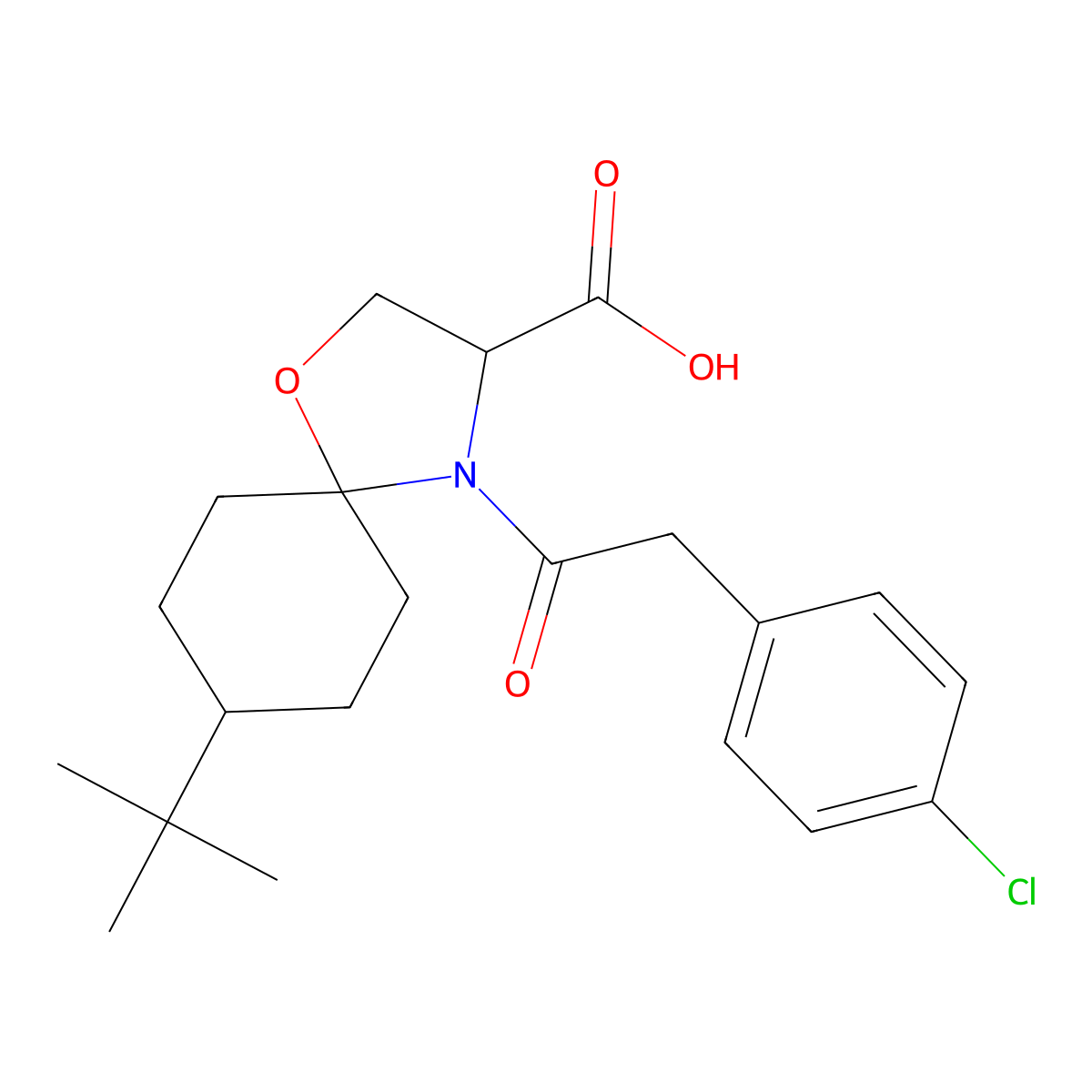8-tert-Butyl-4-[2-(4-chlorophenyl)acetyl]-1-oxa-4-azaspiro[4.5]decane-3-carboxylic acid molecular structure, CAS 1326811-45-3