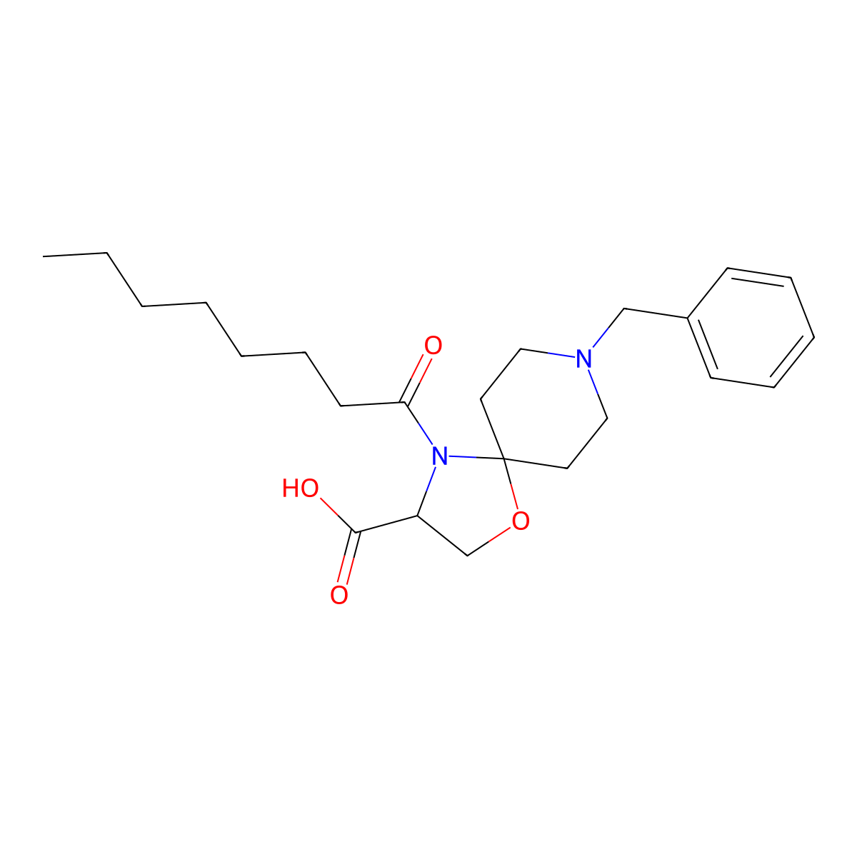 8-Benzyl-4-octanoyl-1-oxa-4,8-diazaspiro[4.5]decane-3-carboxylic acid molecular structure, CAS 1326811-47-5