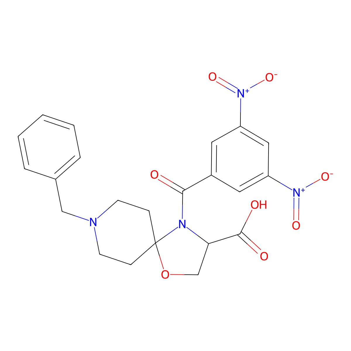 8-Benzyl-4-(3,5-dinitrobenzoyl)-1-oxa-4,8-diazaspiro[4.5]decane-3-carboxylic acid molecular structure, CAS 1326811-53-3