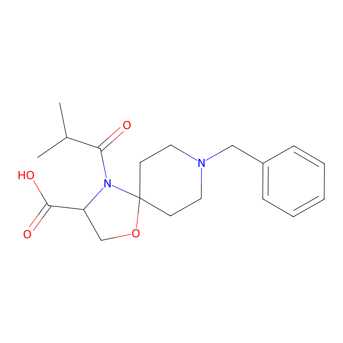 8-Benzyl-4-(2-methylpropanoyl)-1-oxa-4,8-diazaspiro[4.5]decane-3-carboxylic acid molecular structure, CAS 1326811-54-4