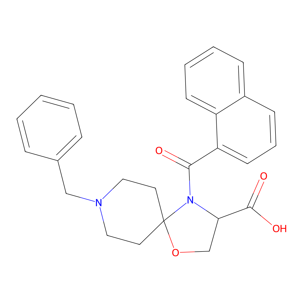 8-Benzyl-4-(naphthalene-1-carbonyl)-1-oxa-4,8-diazaspiro[4.5]decane-3-carboxylic acid molecular structure, CAS 1326811-55-5