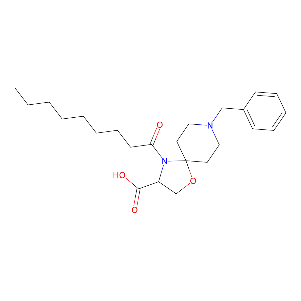 8-Benzyl-4-nonanoyl-1-oxa-4,8-diazaspiro[4.5]decane-3-carboxylic acid molecular structure, CAS 1326811-57-7