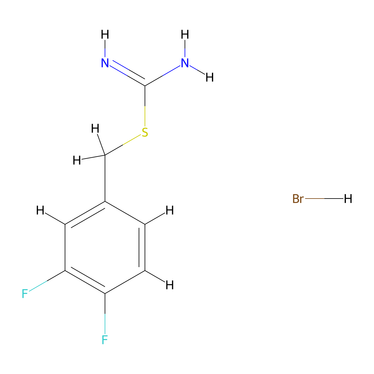 {[(3,4-Difluorophenyl)methyl]sulfanyl}methanimidamide hydrobromide molecular structure, CAS 1326811-58-8