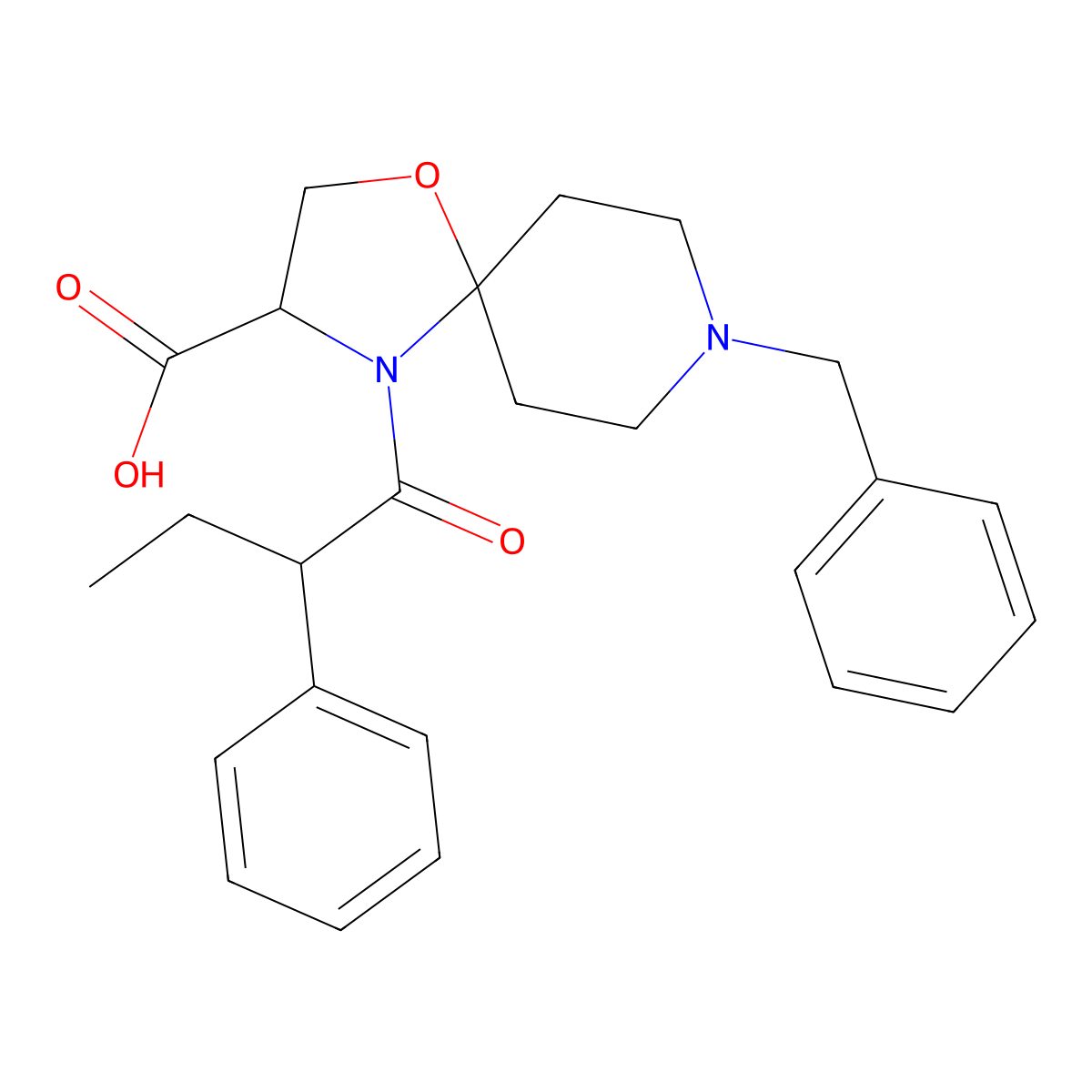 8-Benzyl-4-(2-phenylbutanoyl)-1-oxa-4,8-diazaspiro[4.5]decane-3-carboxylic acid molecular structure, CAS 1326811-61-3