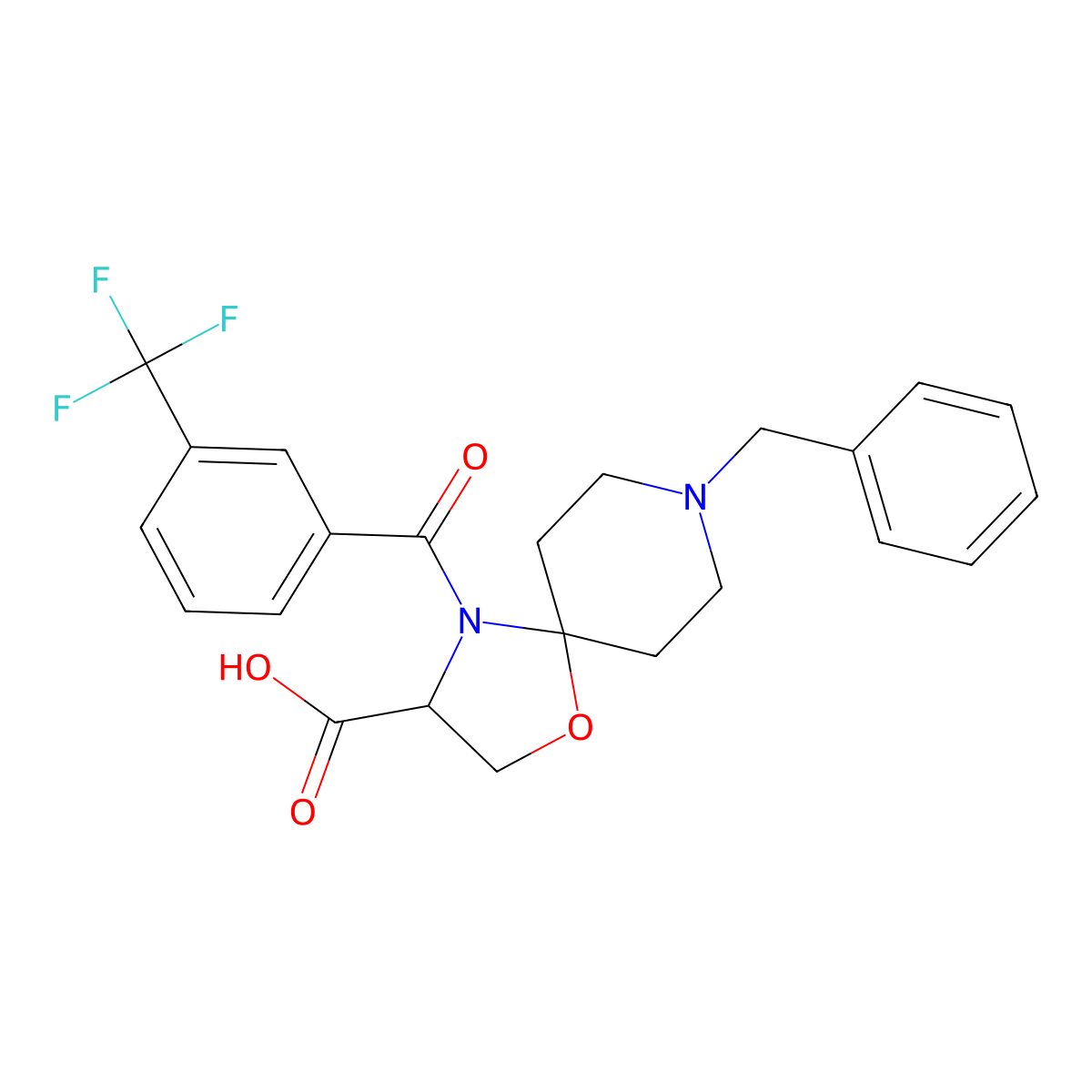 8-Benzyl-4-[3-(trifluoromethyl)benzoyl]-1-oxa-4,8-diazaspiro[4.5]decane-3-carboxylic acid molecular structure, CAS 1326811-62-4