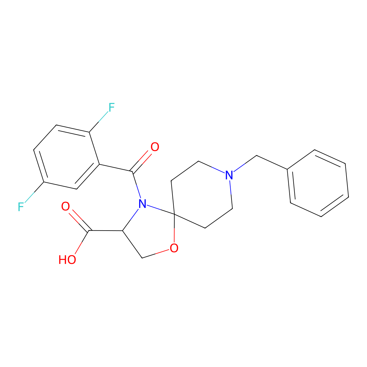 8-Benzyl-4-(2,5-difluorobenzoyl)-1-oxa-4,8-diazaspiro[4.5]decane-3-carboxylic acid molecular structure, CAS 1326811-64-6