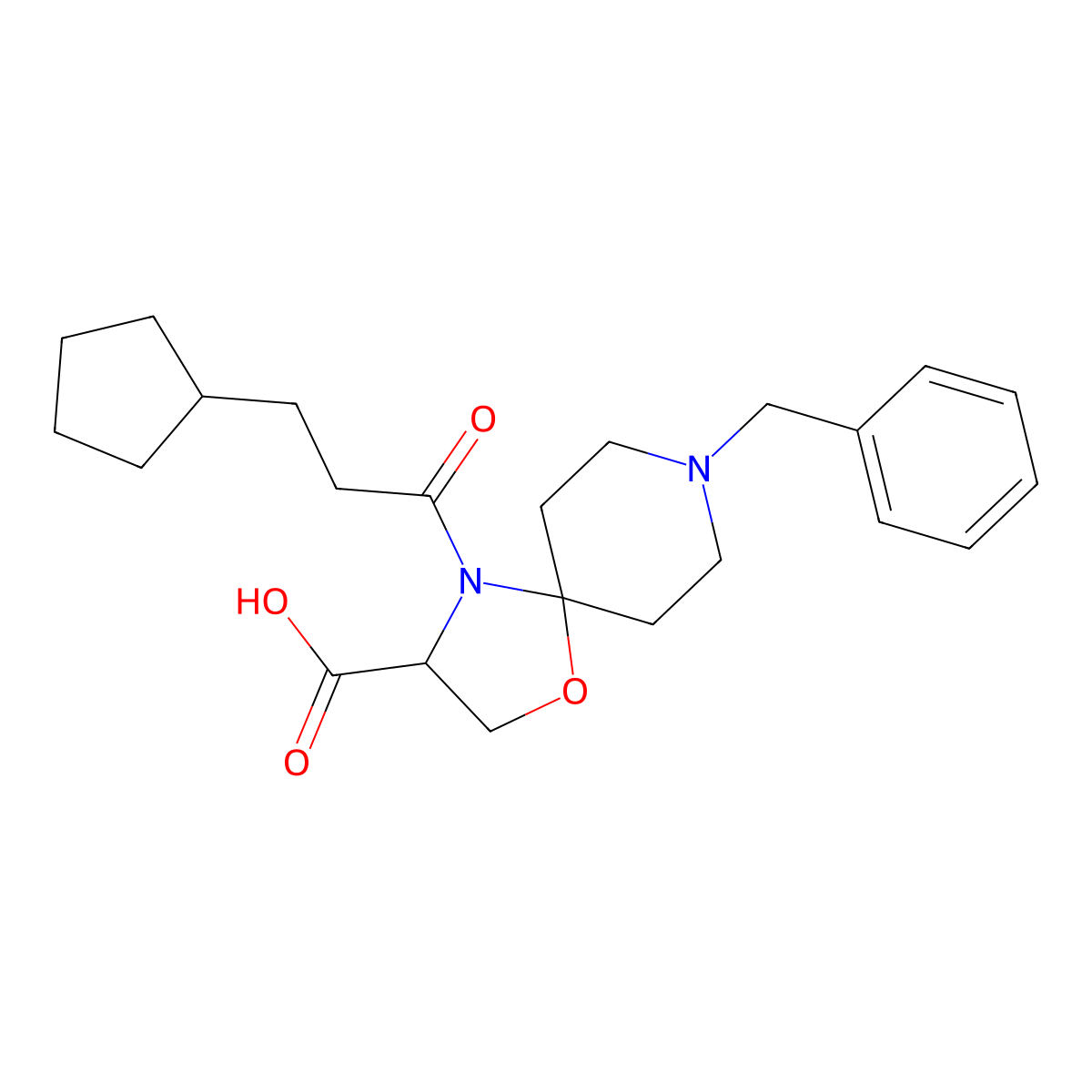 8-Benzyl-4-(3-cyclopentylpropanoyl)-1-oxa-4,8-diazaspiro[4.5]decane-3-carboxylic acid molecular structure, CAS 1326811-70-4