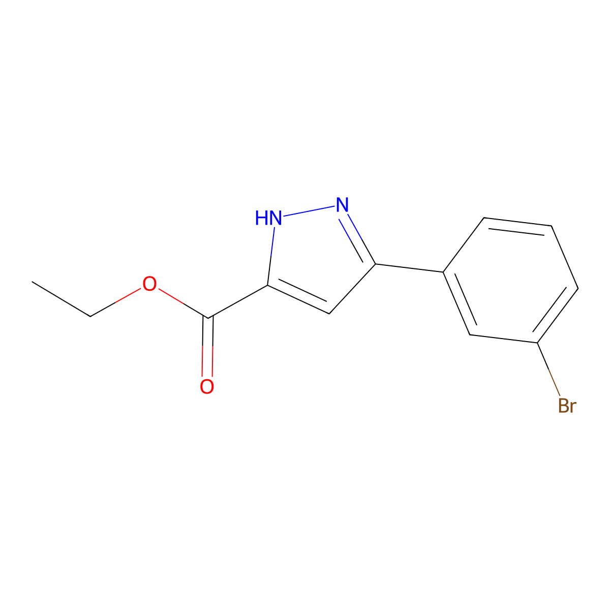 Ethyl 3-(3-bromophenyl)-1H-pyrazole-5-carboxylate molecular structure, CAS 1326811-82-8