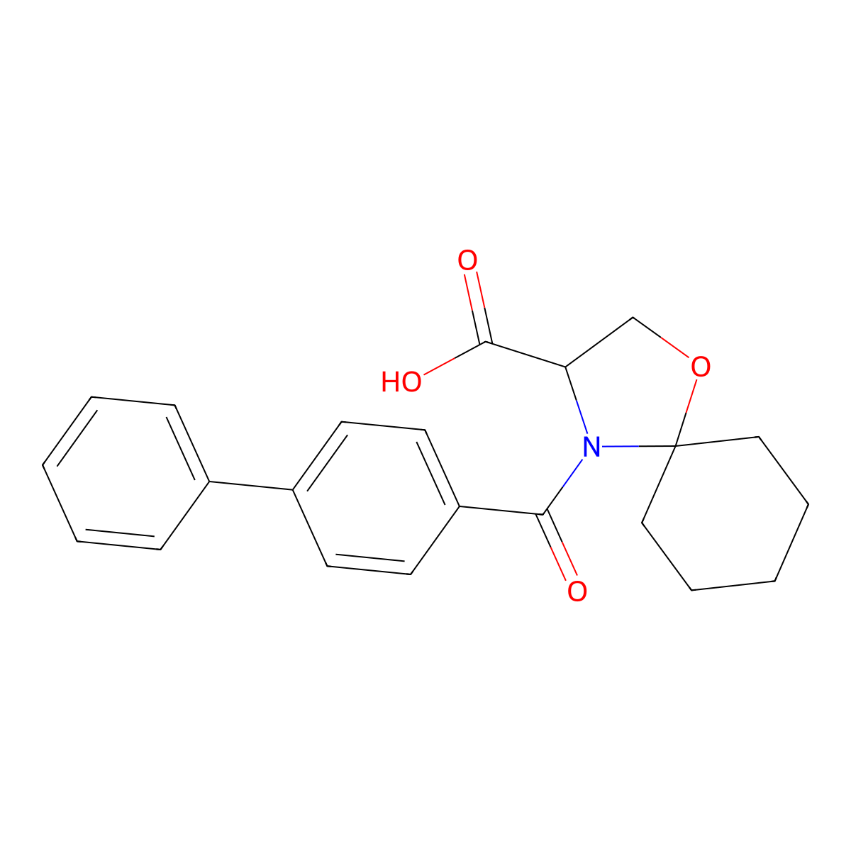 4-(4-Phenylbenzoyl)-1-oxa-4-azaspiro[4.5]decane-3-carboxylic acid molecular structure, CAS 1326811-84-0