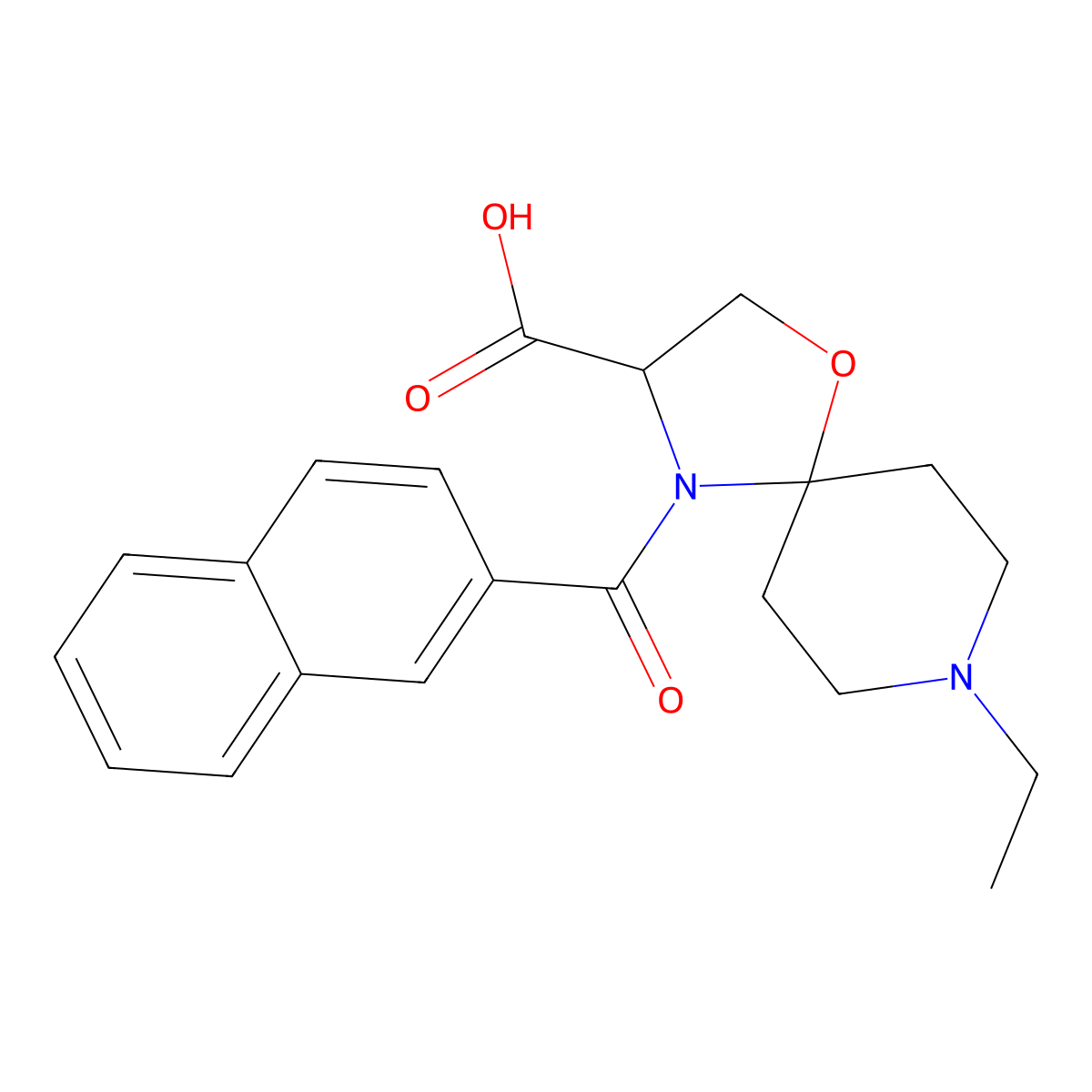 8-Ethyl-4-(naphthalene-2-carbonyl)-1-oxa-4,8-diazaspiro[4.5]decane-3-carboxylic acid molecular structure, CAS 1326811-85-1