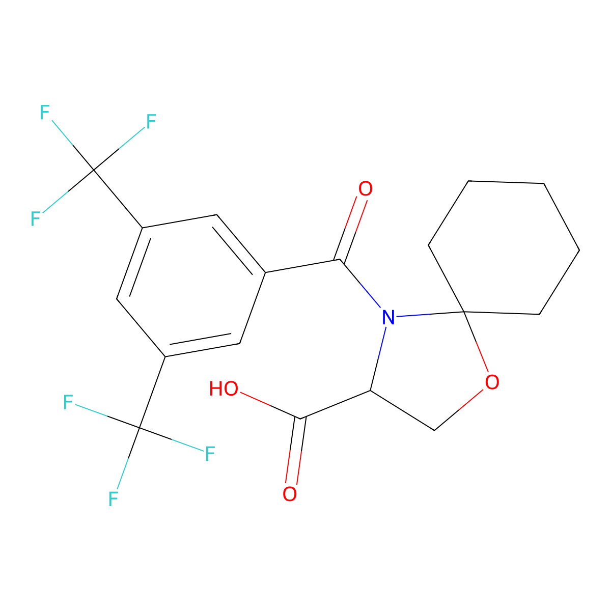 4-[3,5-Bis(trifluoromethyl)benzoyl]-1-oxa-4-azaspiro[4.5]decane-3-carboxylic acid molecular structure, CAS 1326811-89-5
