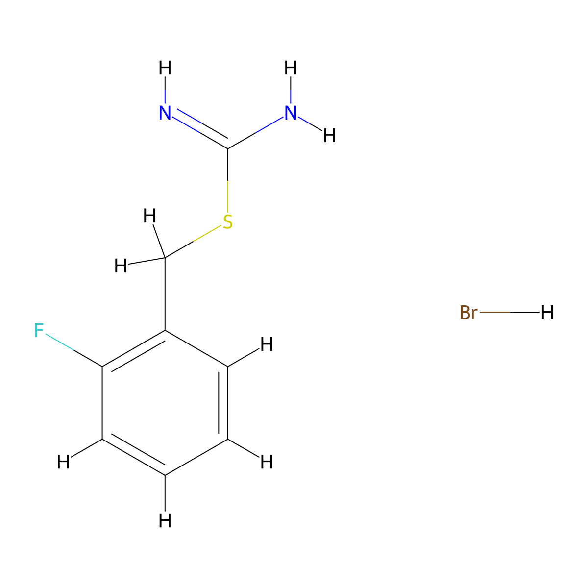 {[(2-Fluorophenyl)methyl]sulfanyl}methanimidamide hydrobromide molecular structure, CAS 1326811-95-3