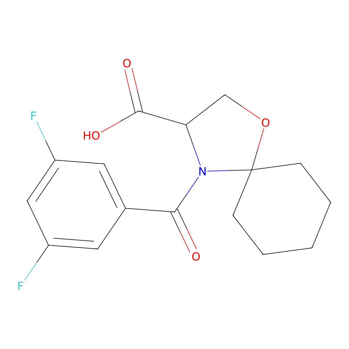 4-(3,5-Difluorobenzoyl)-1-oxa-4-azaspiro[4.5]decane-3-carboxylic acid molecular structure, CAS 1326811-98-6