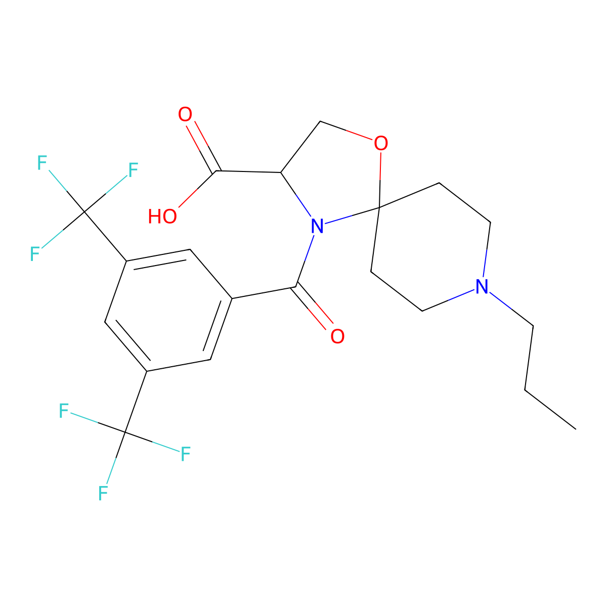 4-[3,5-Bis(trifluoromethyl)benzoyl]-8-propyl-1-oxa-4,8-diazaspiro[4.5]decane-3-carboxylic acid molecular structure, CAS 1326812-00-3