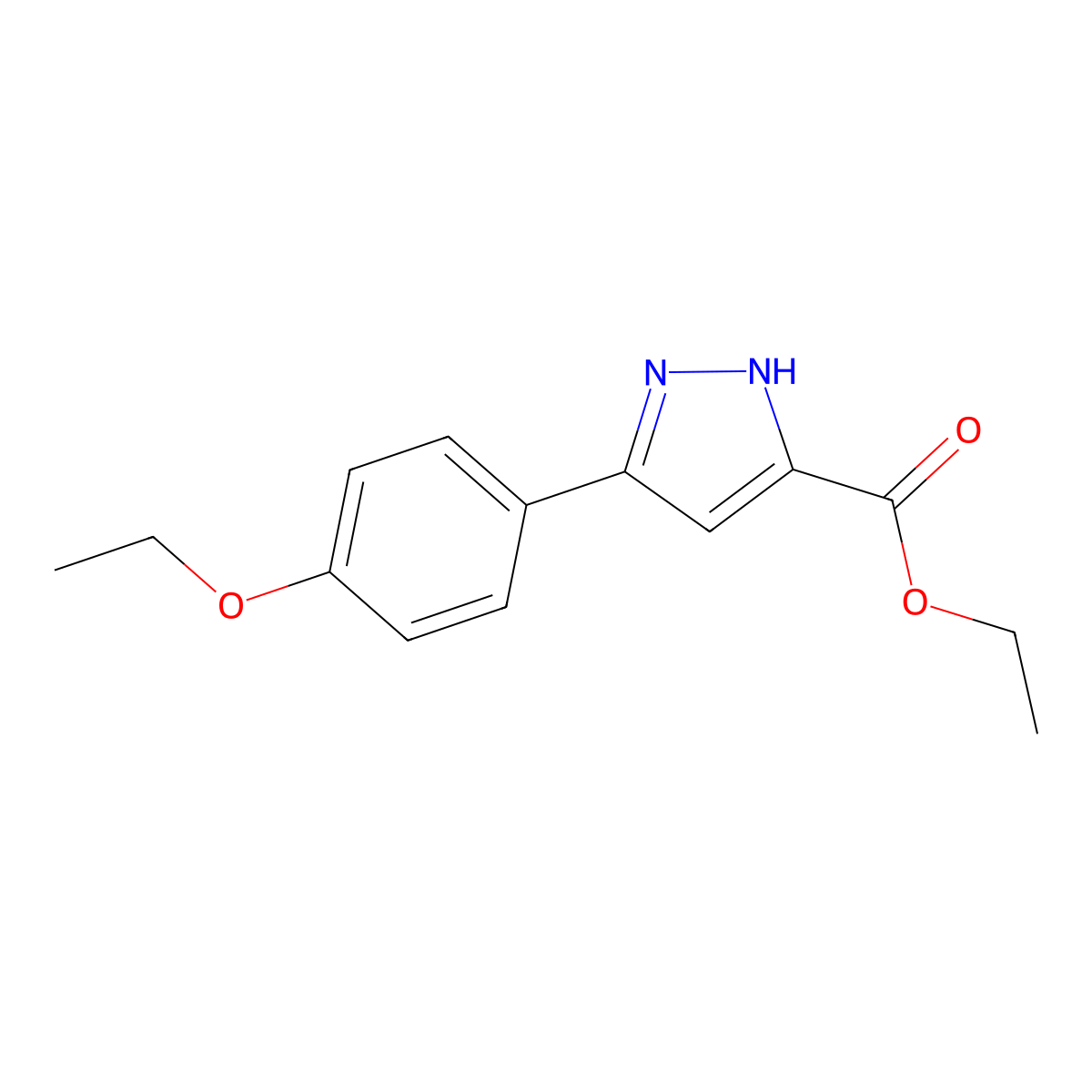 Ethyl 5-(4-ethoxyphenyl)-1H-pyrazole-3-carboxylate molecular structure, CAS 1326812-01-4