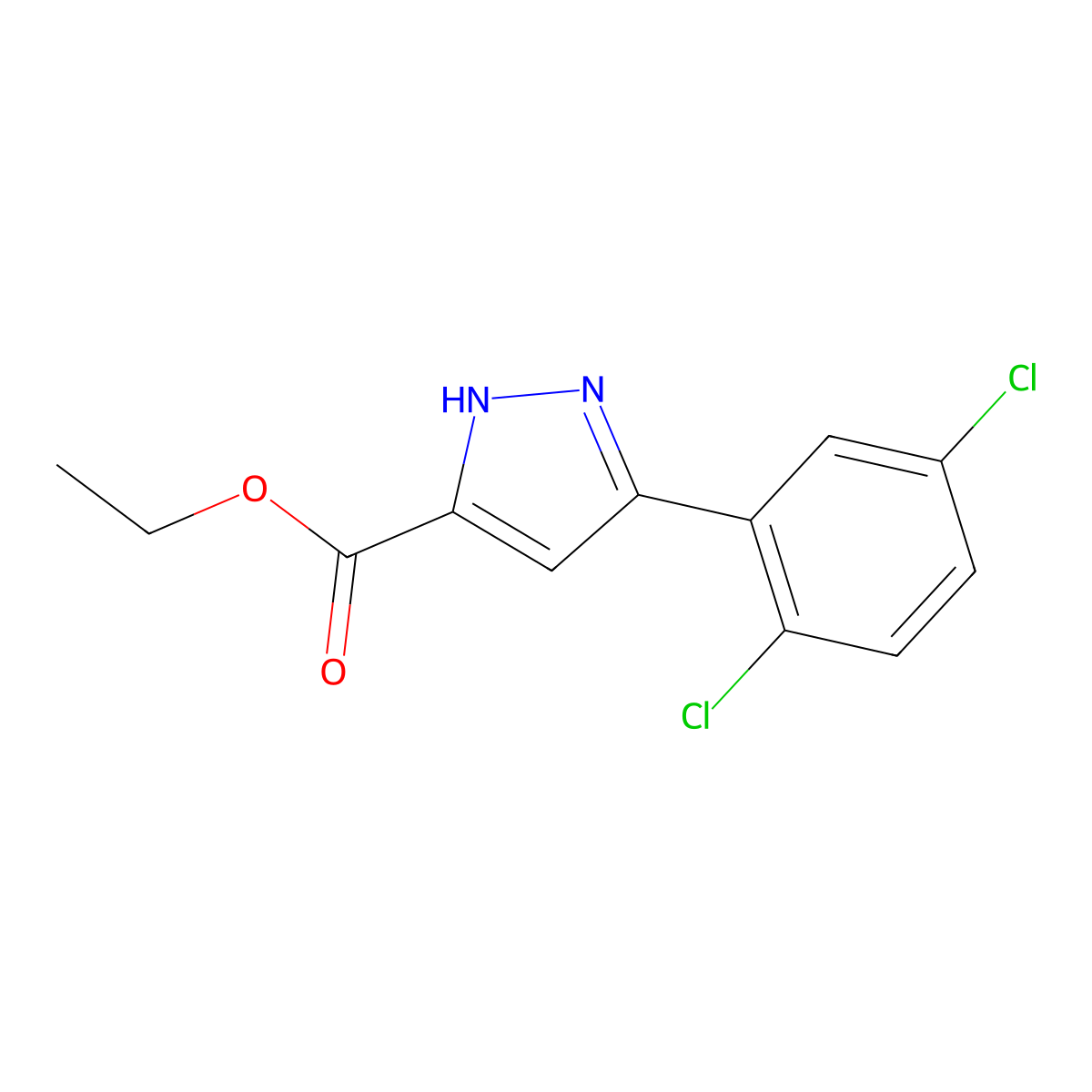 Ethyl 5-(2,5-dichlorophenyl)-1H-pyrazole-3-carboxylate molecular structure, CAS 1326812-10-5