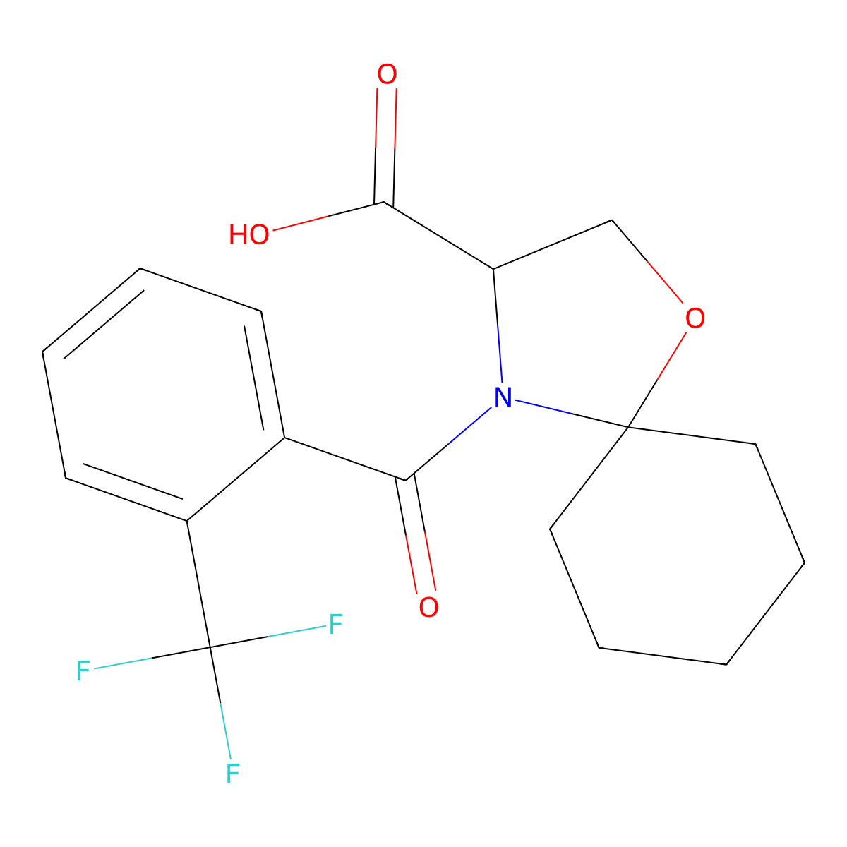 4-[2-(Trifluoromethyl)benzoyl]-1-oxa-4-azaspiro[4.5]decane-3-carboxylic acid molecular structure, CAS 1326812-11-6