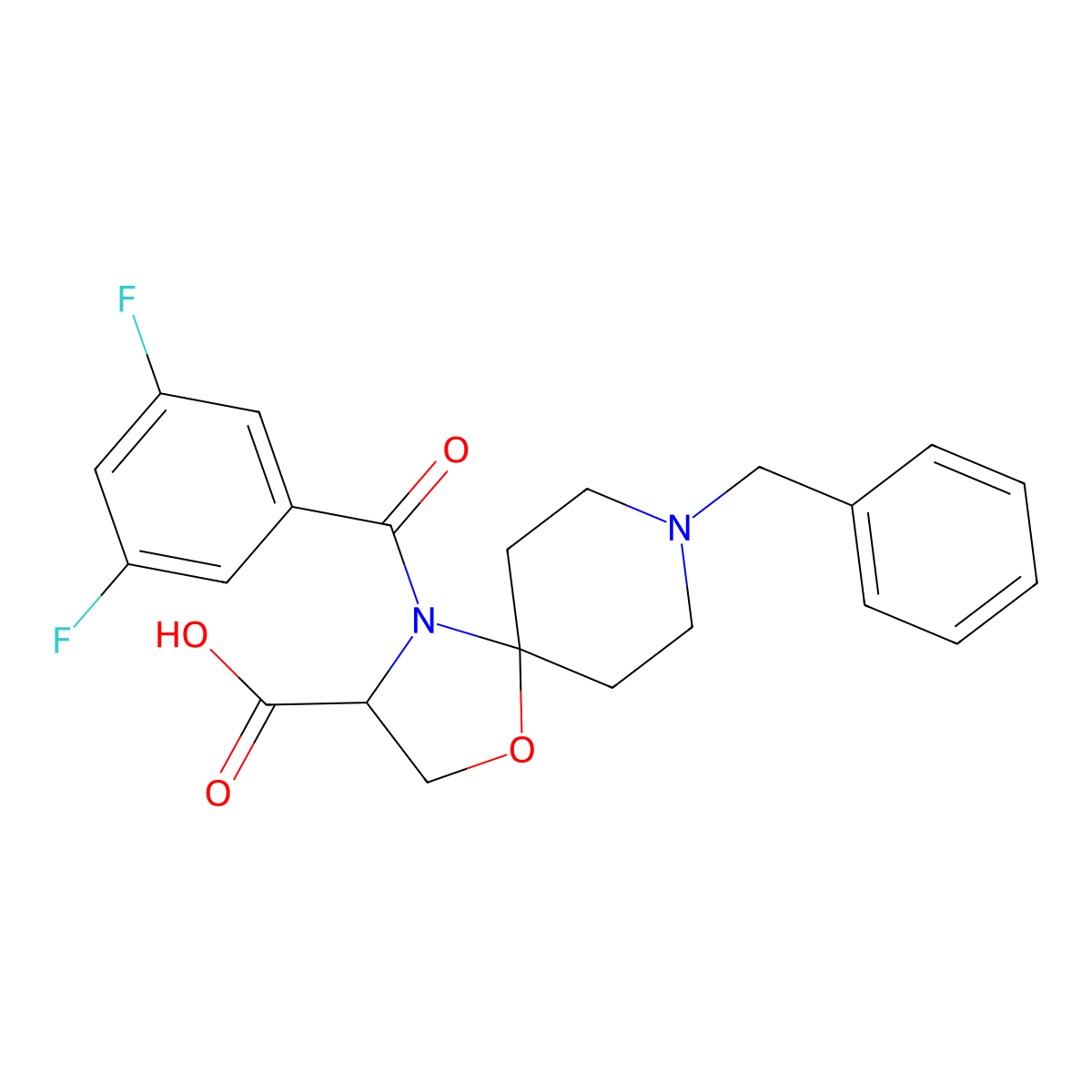 8-Benzyl-4-(3,5-difluorobenzoyl)-1-oxa-4,8-diazaspiro[4.5]decane-3-carboxylic acid molecular structure, CAS 1326812-12-7
