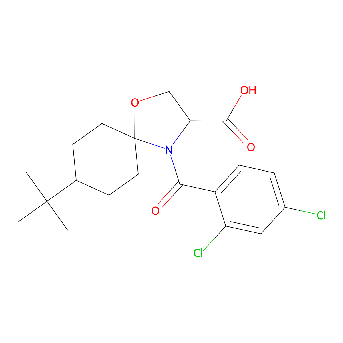 8-tert-Butyl-4-(2,4-dichlorobenzoyl)-1-oxa-4-azaspiro[4.5]decane-3-carboxylic acid molecular structure, CAS 1326812-17-2
